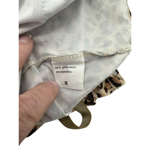 Leopard Print Cropped Camisole Womens Size S Babydoll Y2K 90s Lace‎ Coquette - Picture 6 of 7